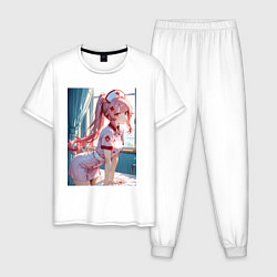 Пижама хлопковая мужская Медсестричка позаботится о тебе, цвет: белый