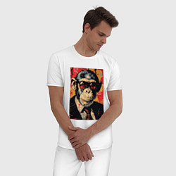 Пижама хлопковая мужская Деловой шимпанзе в смокинге, цвет: белый — фото 2