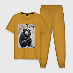 Пижама хлопковая мужская Style monkey, цвет: горчичный