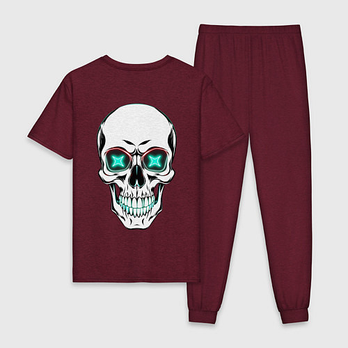 Мужская пижама Череп хэллоуин / Меланж-бордовый – фото 2