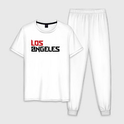 Пижама хлопковая мужская USA Los Angeles, цвет: белый