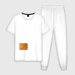 Пижама хлопковая мужская Кошелек с деньгами, цвет: белый