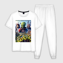 Пижама хлопковая мужская Масс Эффект и Майнкрафт - коллаба нейросеть, цвет: белый