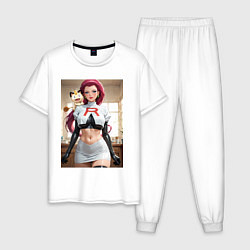 Пижама хлопковая мужская Джесси и Мяут, цвет: белый