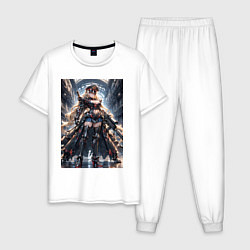 Пижама хлопковая мужская Девушка в стиле игры Red Alert, цвет: белый