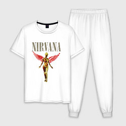 Пижама хлопковая мужская Rock nirvana in utero, цвет: белый