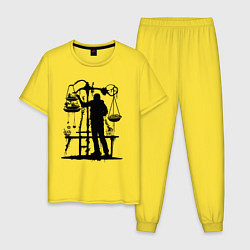 Пижама хлопковая мужская Весы нутрициолога, цвет: желтый