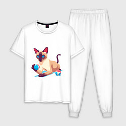 Мужская пижама Игривый сиамский котик
