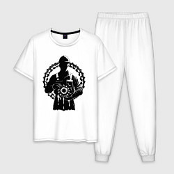 Пижама хлопковая мужская Шестерня нефтяника, цвет: белый