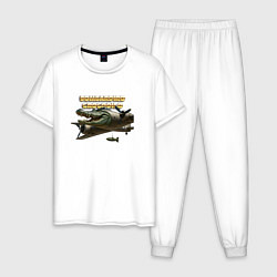 Пижама хлопковая мужская Bombardino Crocodillo, цвет: белый