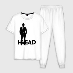 Пижама хлопковая мужская Руководитель в деловом костюме, цвет: белый