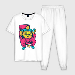 Пижама хлопковая мужская Знаешь, я так соскуфился, цвет: белый