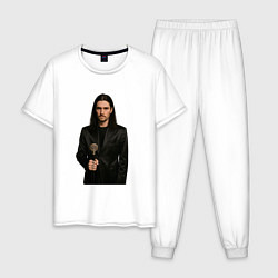 Пижама хлопковая мужская Bones с тростью, цвет: белый