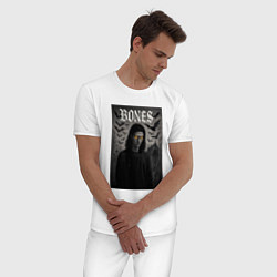 Пижама хлопковая мужская Bones с желтыми горящими глазами, цвет: белый — фото 2