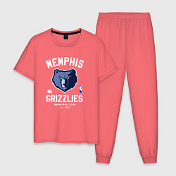 Пижама хлопковая мужская Memphis Grizzlies - NBA team, цвет: коралловый