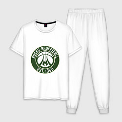 Пижама хлопковая мужская Милуоки Бакс - команда, цвет: белый