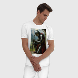 Пижама хлопковая мужская Молитва рыцаря, цвет: белый — фото 2