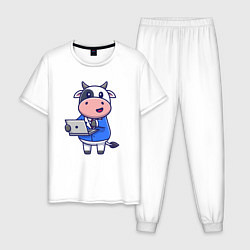 Мужская пижама Коровка с ноутбуком