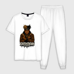 Пижама хлопковая мужская XXXTentacion скрещенные руки, цвет: белый