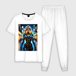 Пижама хлопковая мужская Черная Канарейка на улице, цвет: белый