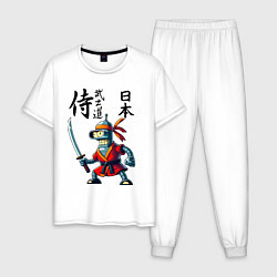 Пижама хлопковая мужская Bender bending robot with katana - samurai, цвет: белый