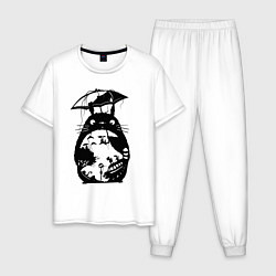 Пижама хлопковая мужская Тоторо Мэй Сацуки котобус, цвет: белый