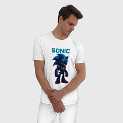 Пижама хлопковая мужская Sonic cyberpunk, цвет: белый — фото 2