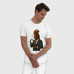 Пижама хлопковая мужская Петух бизнесмен, цвет: белый — фото 2