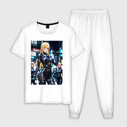 Пижама хлопковая мужская Отряд девушек в суперкостюмах, цвет: белый