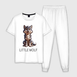 Пижама хлопковая мужская Юный волчонок, цвет: белый