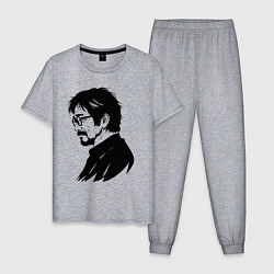 Пижама хлопковая мужская Хаяо Миядзаки в профиль, цвет: меланж