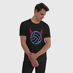 Пижама хлопковая мужская Volleyball devil, цвет: черный — фото 2