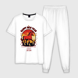 Мужская пижама Красный огненный конь символ 2026