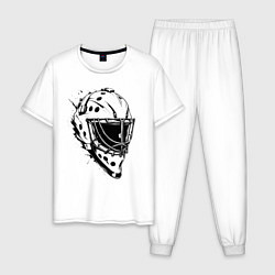 Пижама хлопковая мужская Черная вратарская маска, цвет: белый