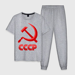 Пижама хлопковая мужская СССР Логотип, цвет: меланж