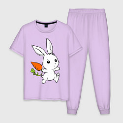 Пижама хлопковая мужская Зайка с морковкой, цвет: лаванда