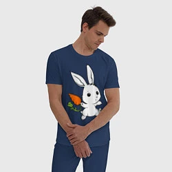 Пижама хлопковая мужская Зайка с морковкой, цвет: тёмно-синий — фото 2