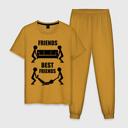 Пижама хлопковая мужская Best friends, цвет: горчичный