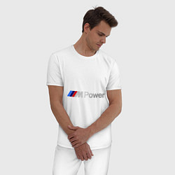 Пижама хлопковая мужская BMW M Power, цвет: белый — фото 2