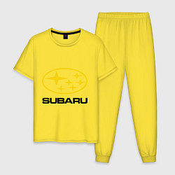 Пижама хлопковая мужская Subaru Logo, цвет: желтый