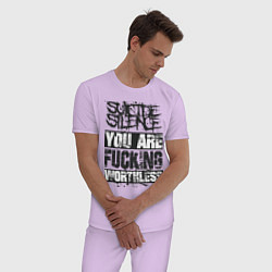 Пижама хлопковая мужская Suicide Silence: You are Fucking, цвет: лаванда — фото 2