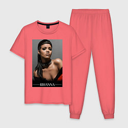 Пижама хлопковая мужская Rihanna: portrait, цвет: коралловый