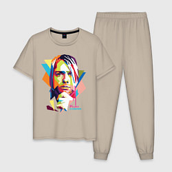 Пижама хлопковая мужская Kurt Cobain: Colors, цвет: миндальный