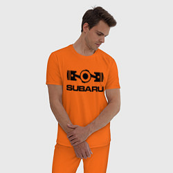 Пижама хлопковая мужская Subaru цвета оранжевый — фото 2