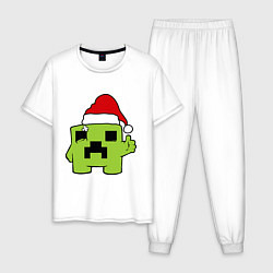 Пижама хлопковая мужская Minecraft: New Year, цвет: белый