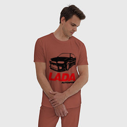 Пижама хлопковая мужская LADA Autosport, цвет: кирпичный — фото 2