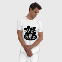 Пижама хлопковая мужская The Beatles Band, цвет: белый — фото 2