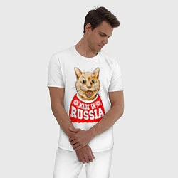 Пижама хлопковая мужская Made in Russia: киса, цвет: белый — фото 2