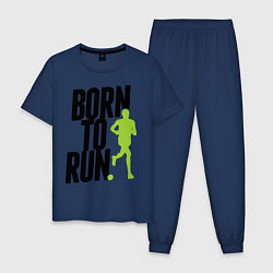 Пижама хлопковая мужская Рожден для бега, цвет: тёмно-синий