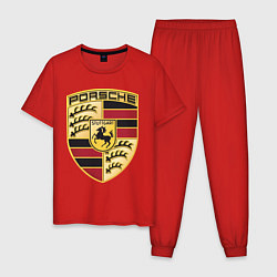 Пижама хлопковая мужская Porsche, цвет: красный